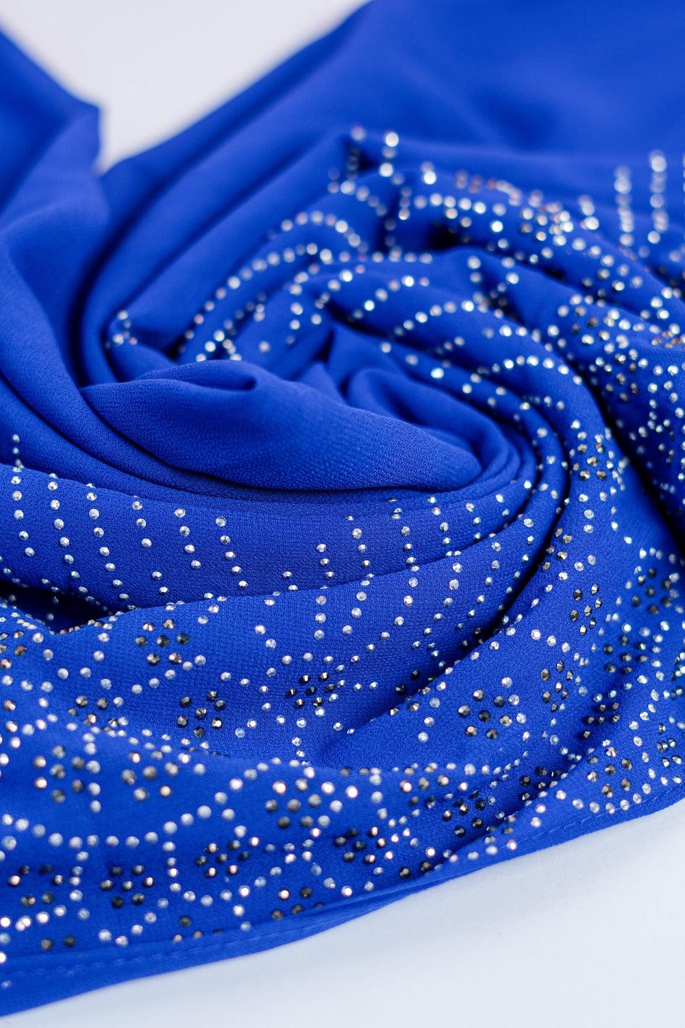Blue Rain-Stone Chiffon Hijab
