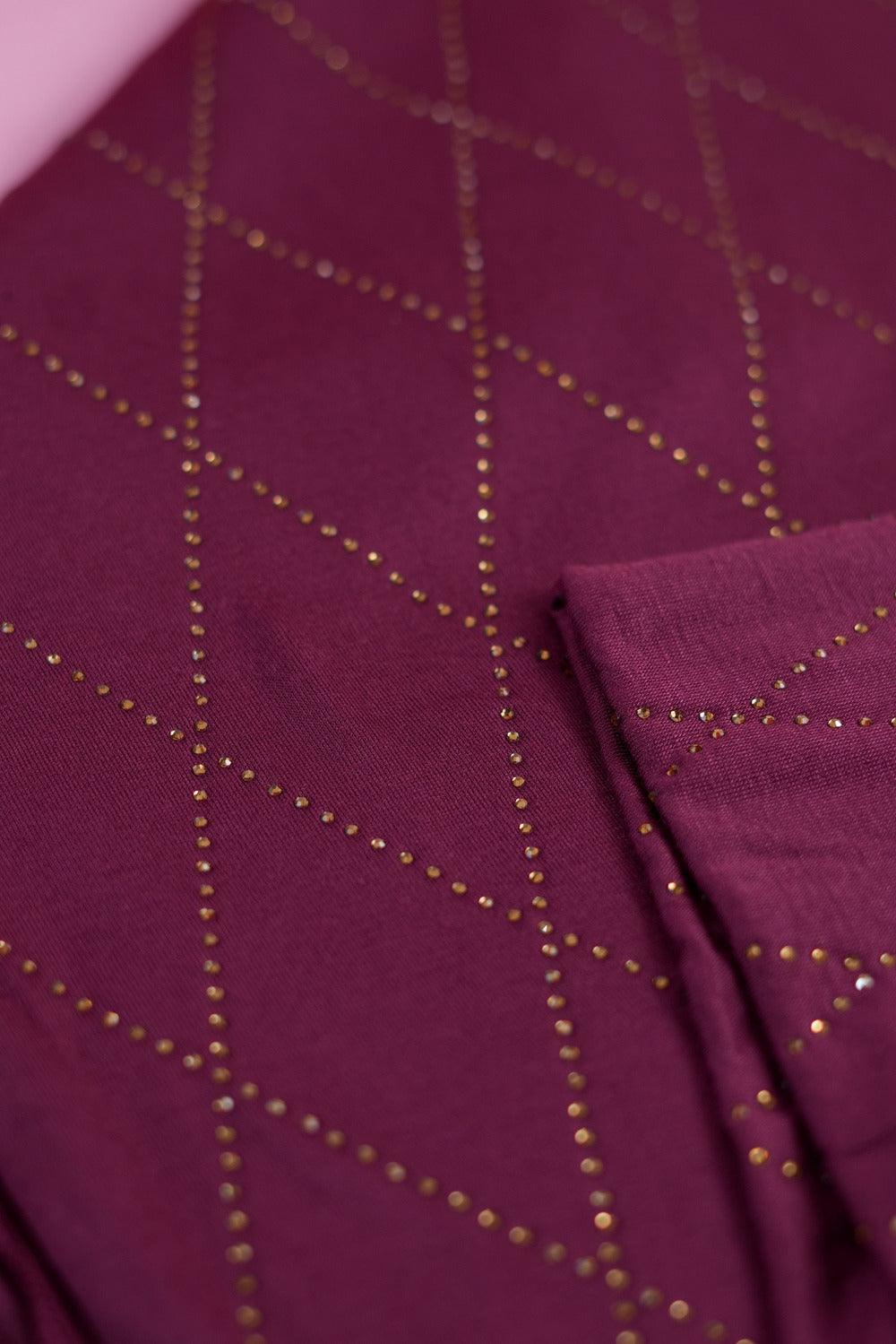 Maroon Cube Stone Jersey Hijab