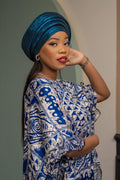 Round rich wife turban teal blue