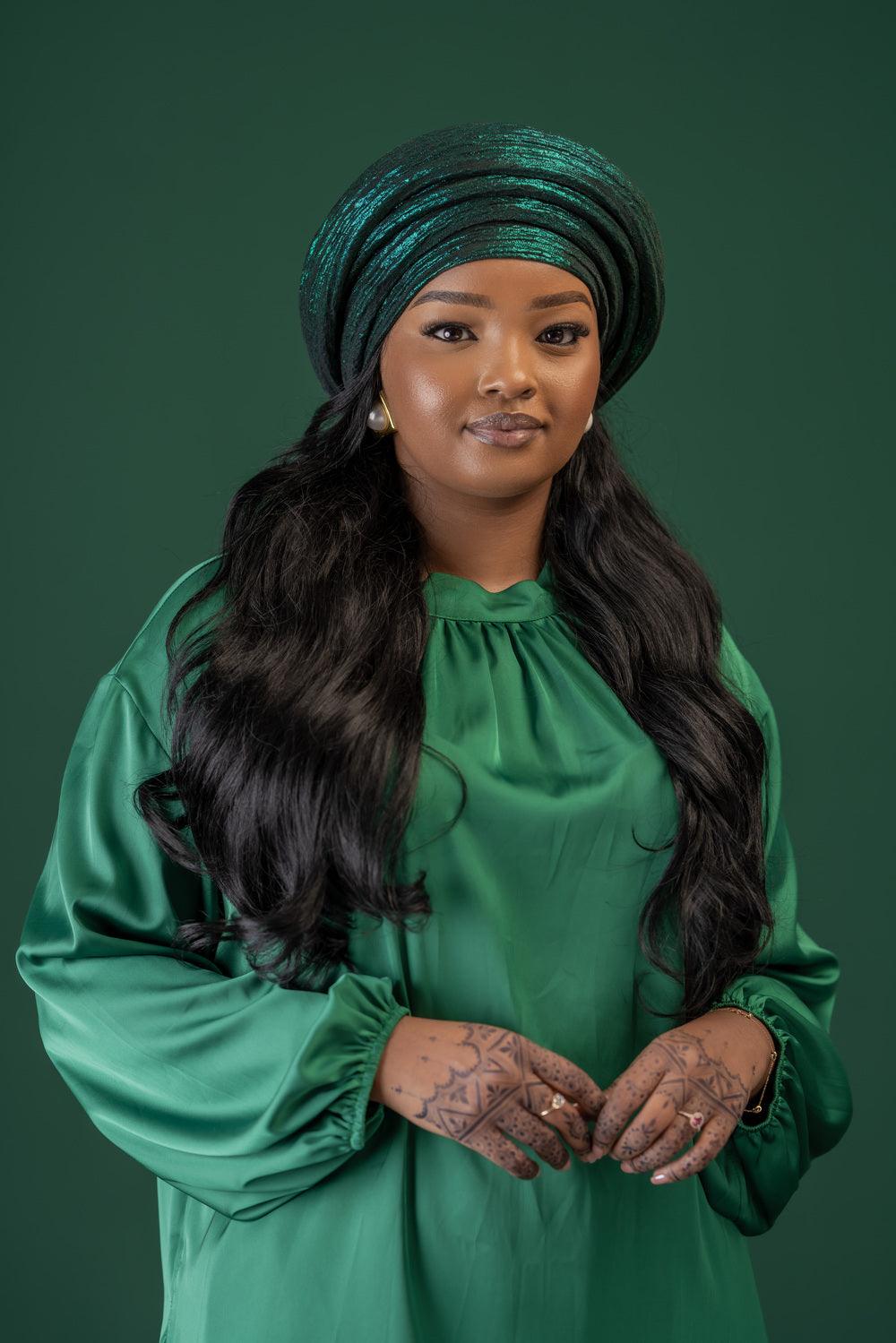 Round rich wife turban forest green