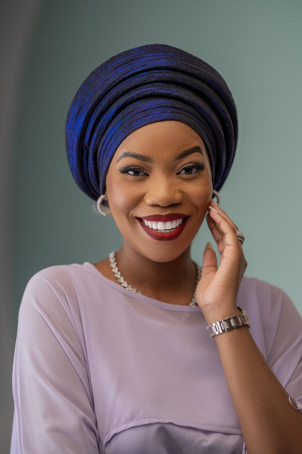 Round rich wife turban purple
