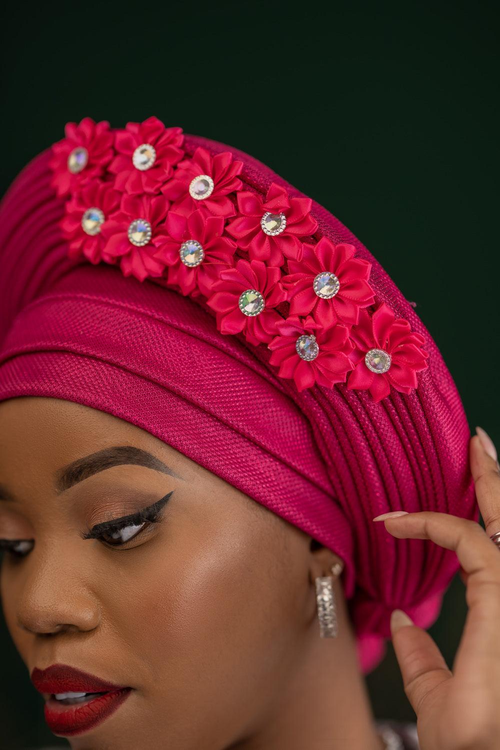 Floral rich wife turban -pink