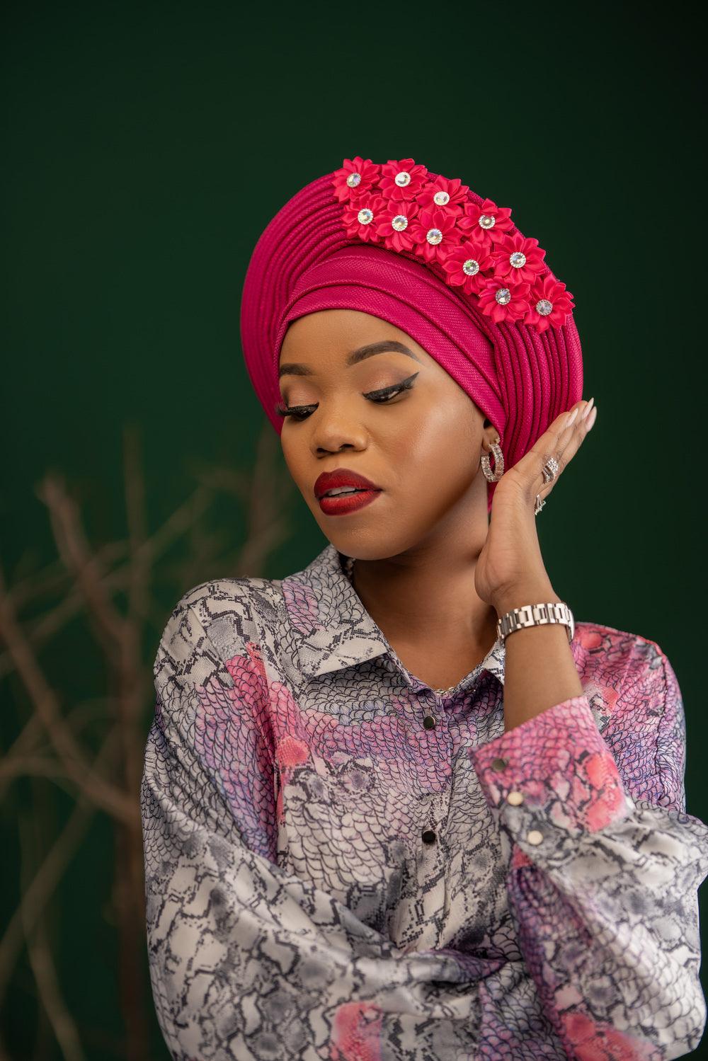 Floral rich wife turban -pink