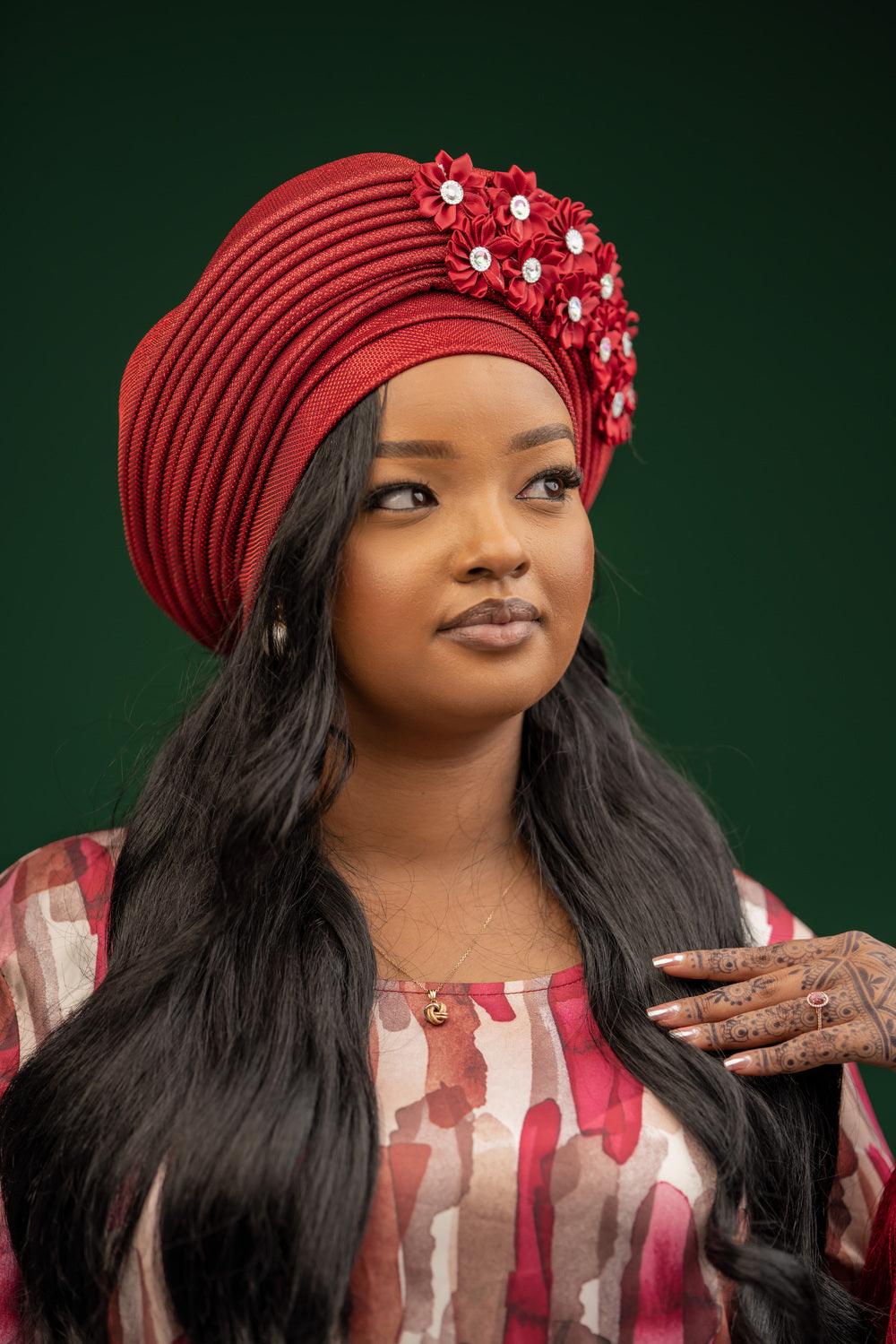 Floral rich wife turban- maroon