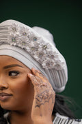 Floral rich wife turban-grey