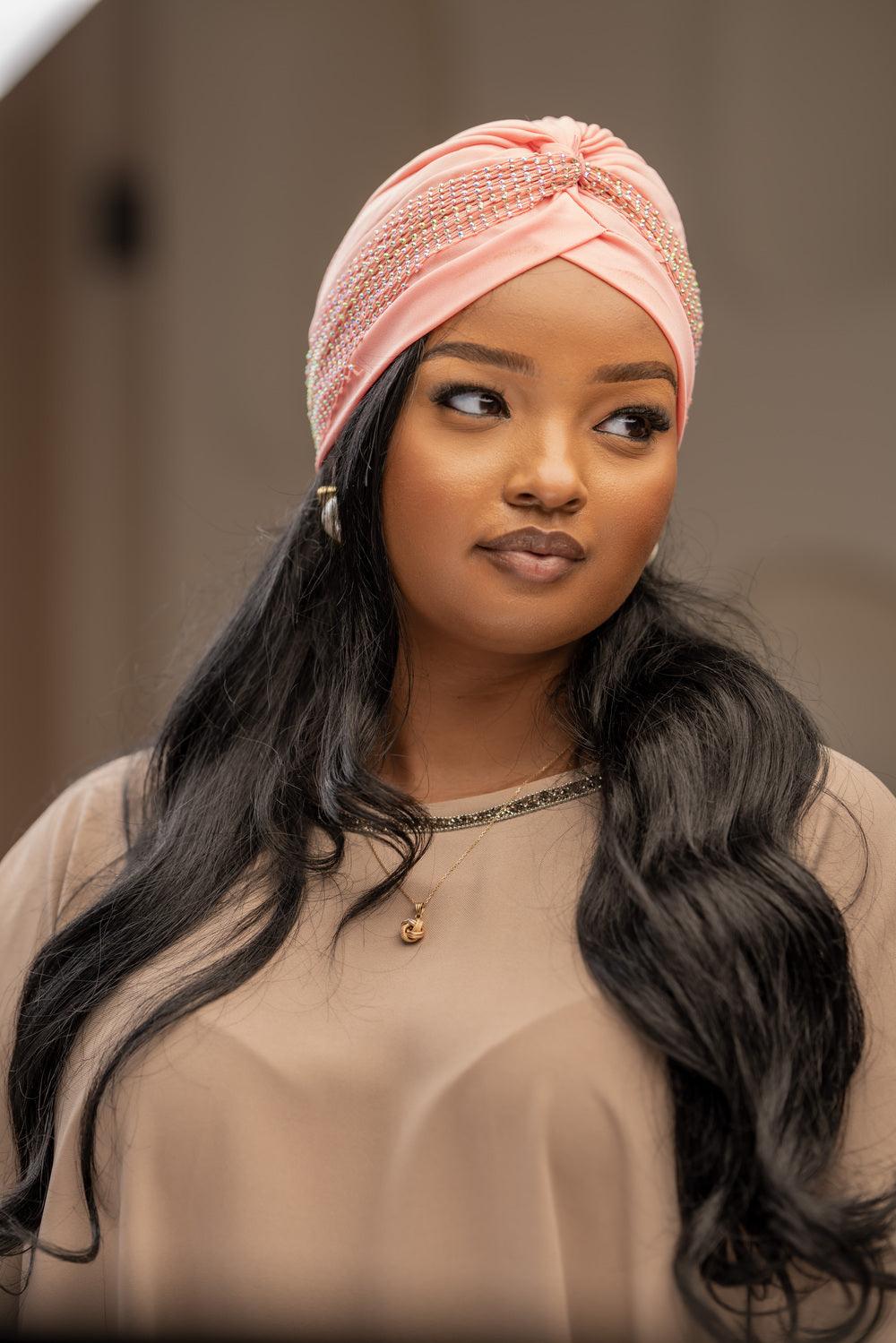 shimmer crown turban pink