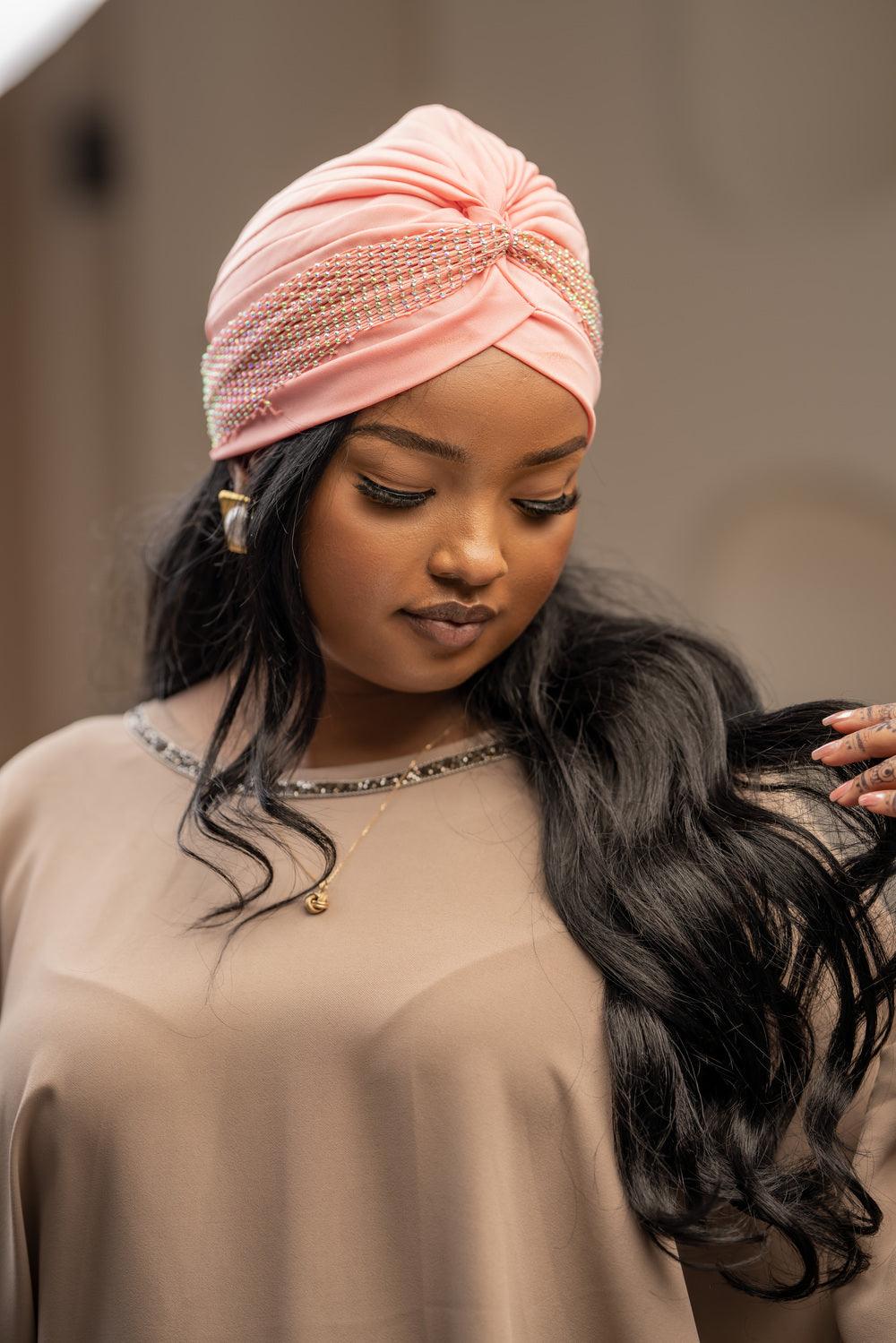 shimmer crown turban pink