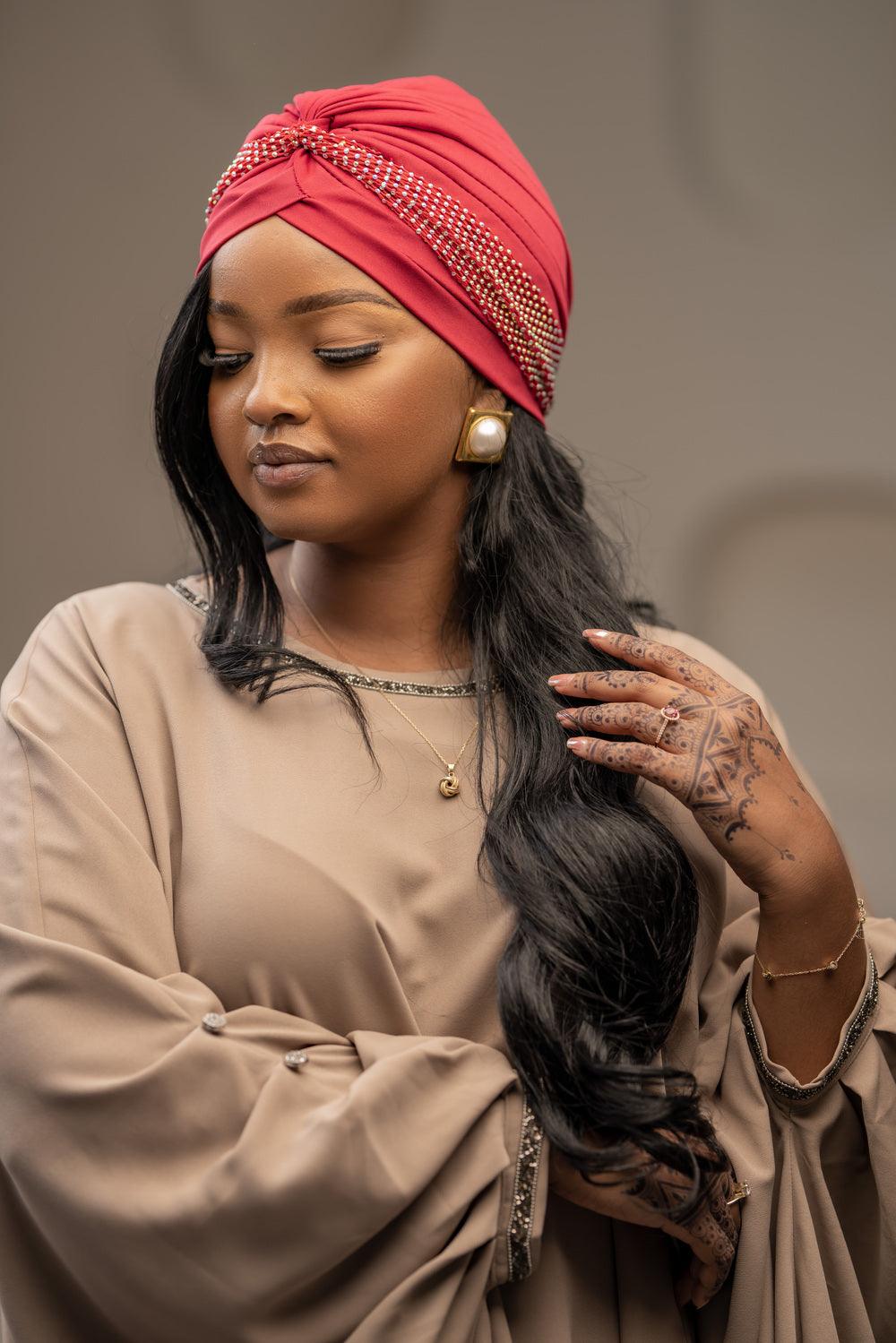 shimmer crown turban maroon