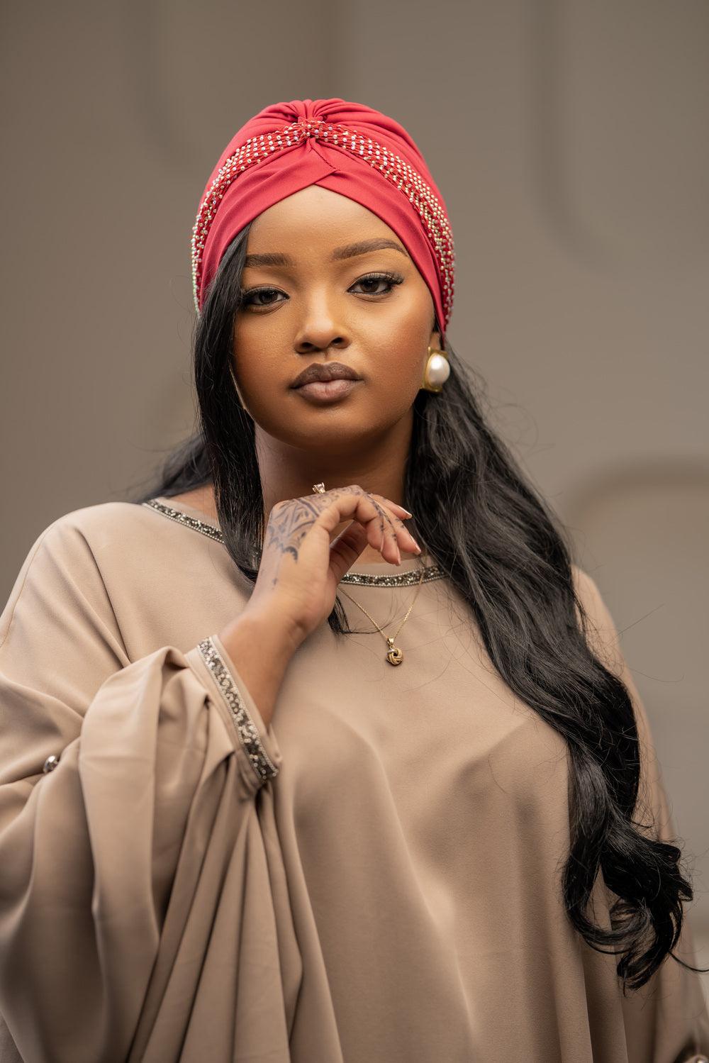 shimmer crown turban maroon