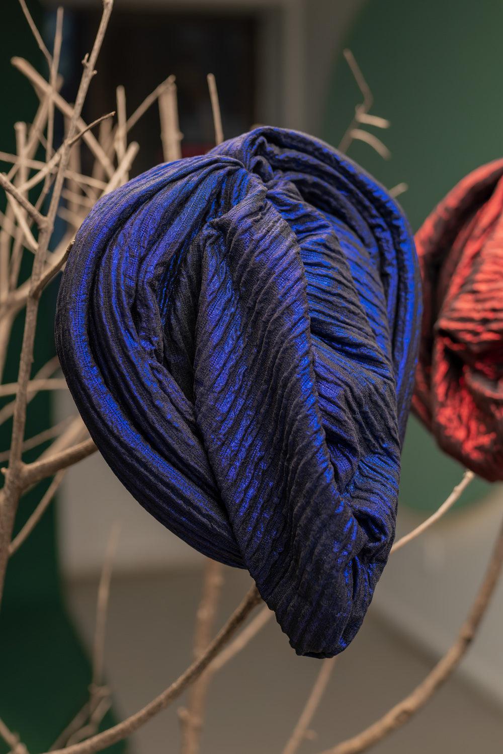 Round rich wife turban royal blue