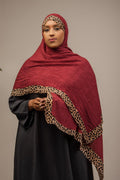Leopard luxe scarf maroon