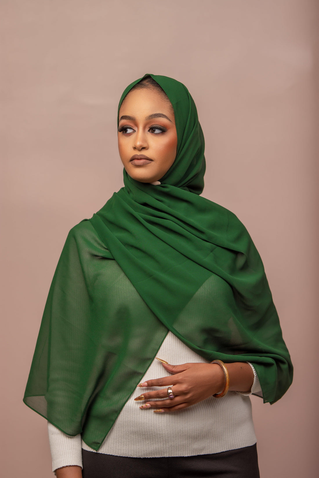 Plain chiffon hijab- forest green