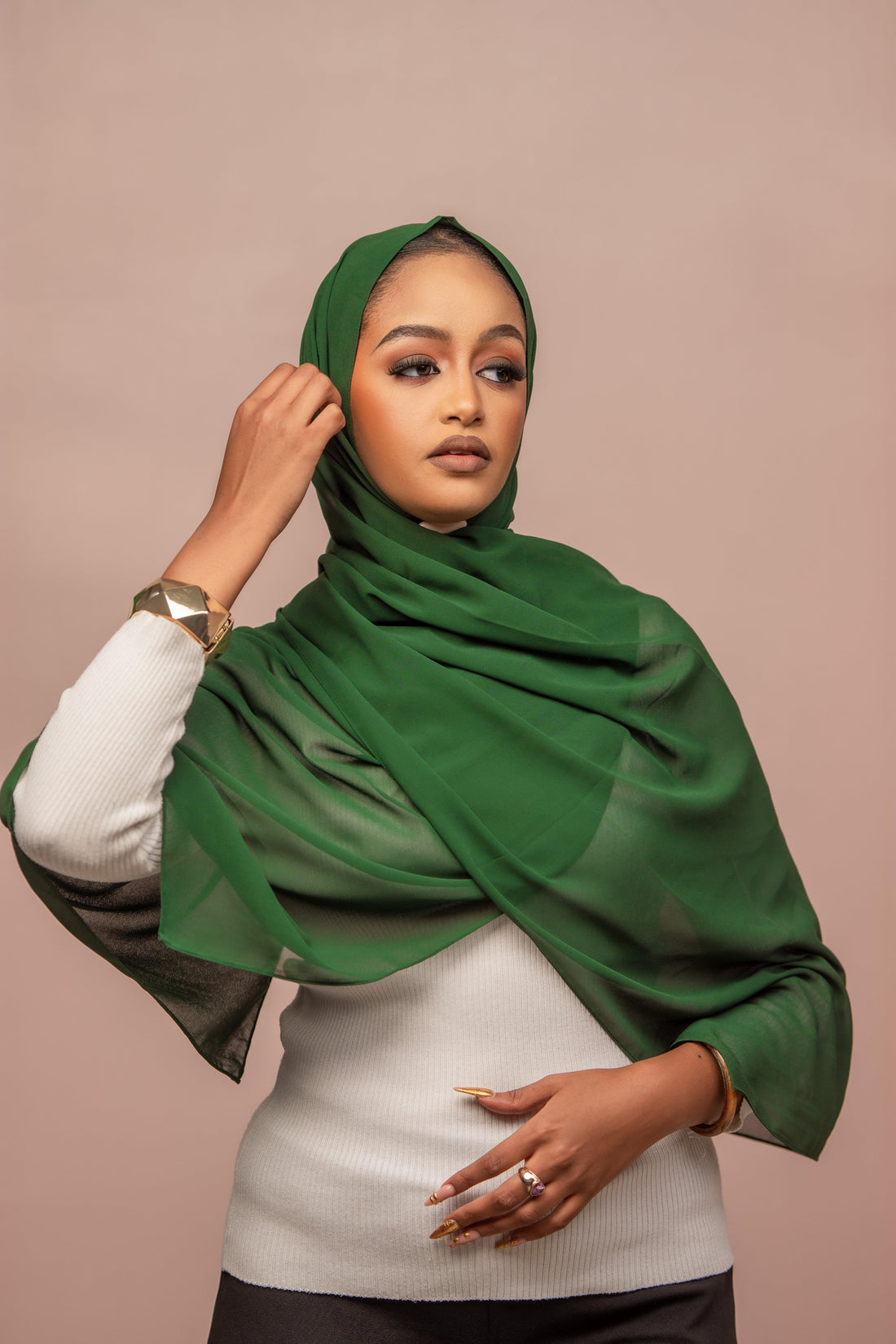 Plain chiffon hijab- forest green