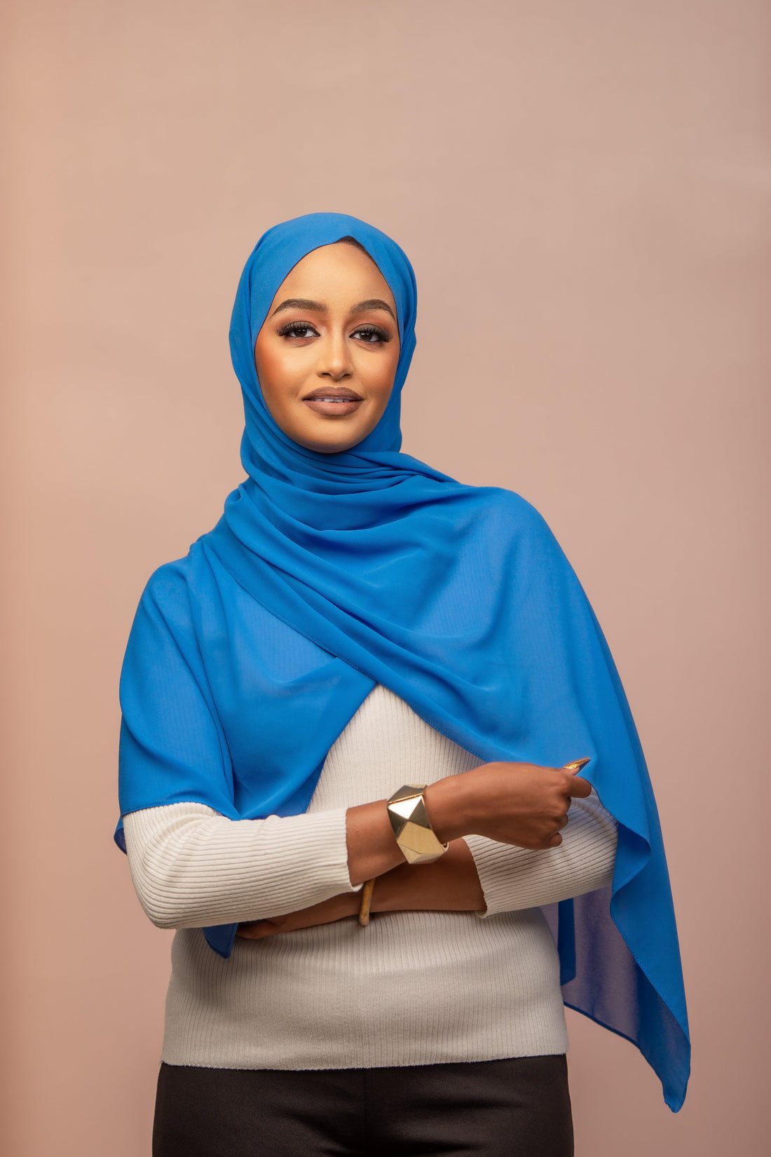 Plain chiffon hijab - ocean blue