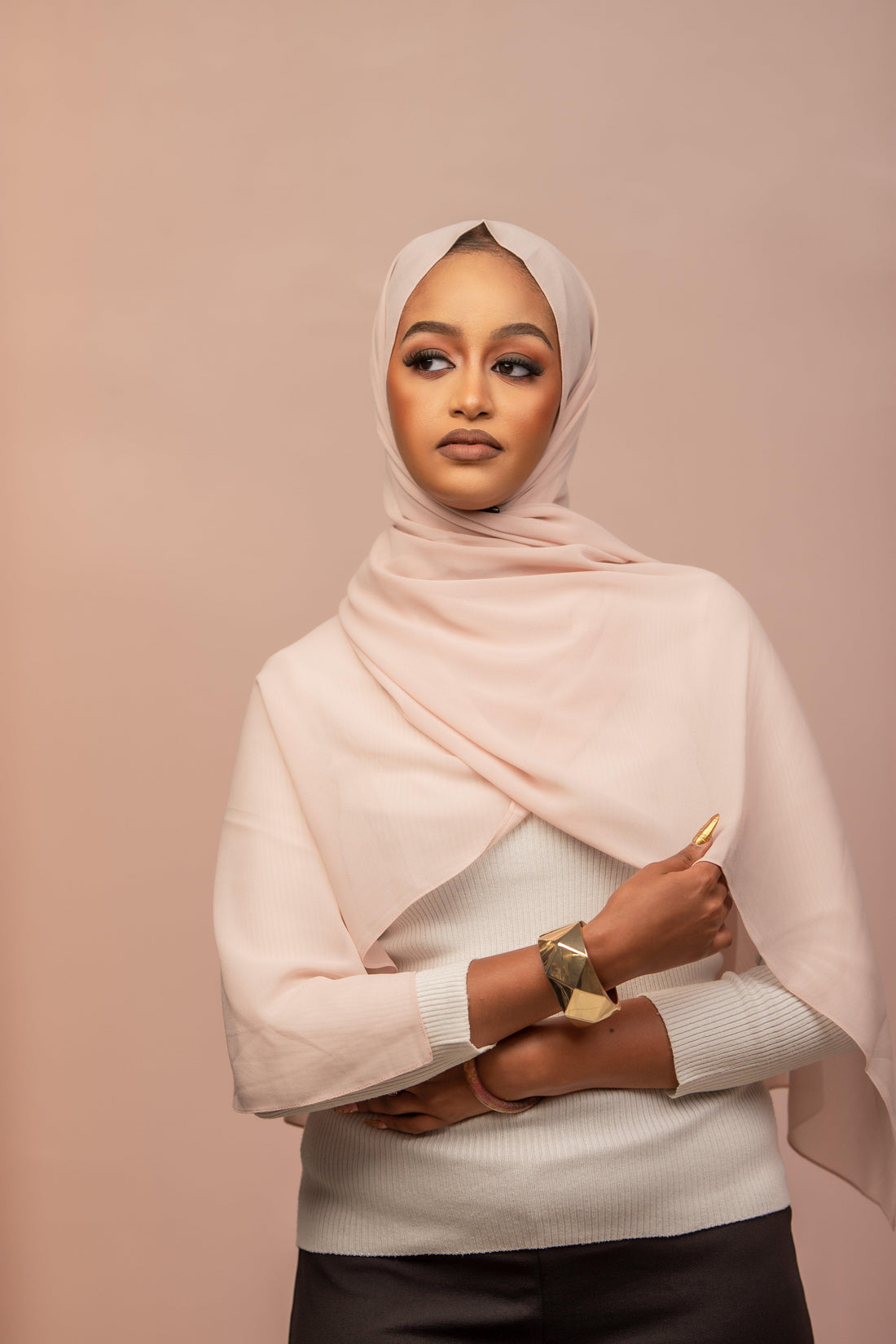 Plain chiffon hijab - blush pink