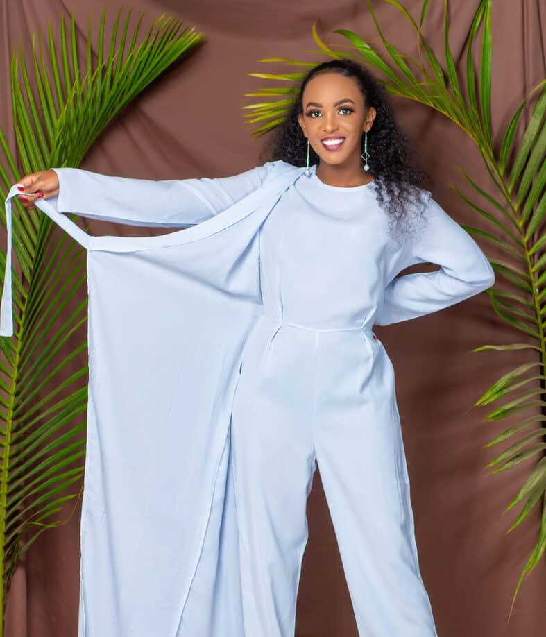 Modest Wrap-On Jumpsuit - Blue