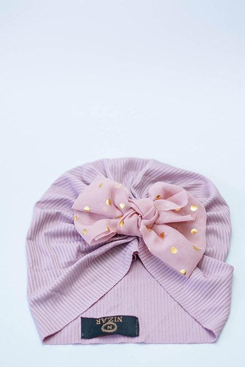 Baby Turban With Bow- Heather Purple