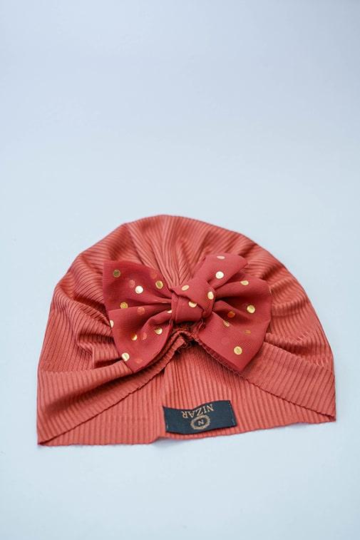 Baby Turban With Bow-Burnt Orange