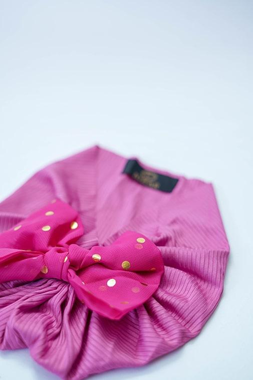 Baby Turban With Bow- Magenta Pink