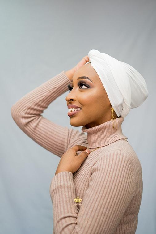 Ribbed Turban-White