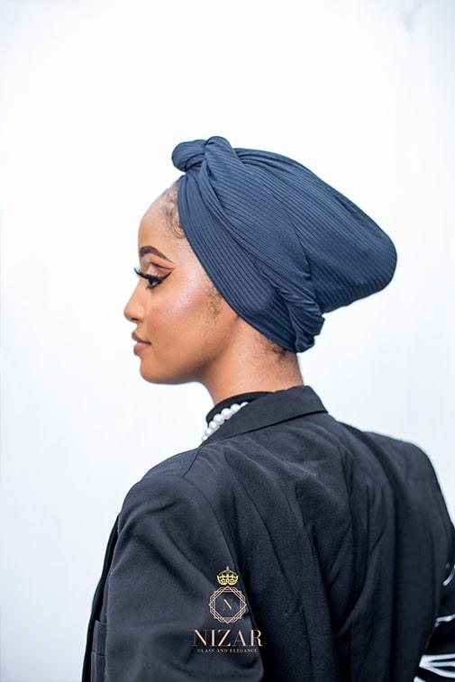 Ribbed Turban-Navy Blue