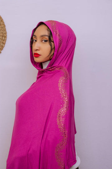 Magenta Snake Stone Jersey Hijab - Nizar's Line