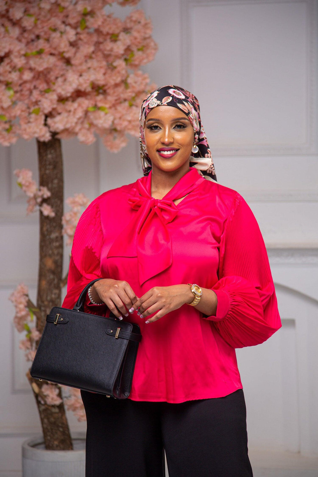 Silk Womens Blouse-Pink