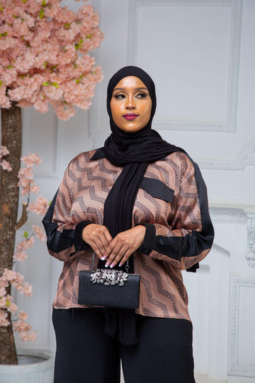 Brown Classy Silk Top - Nizar's Line