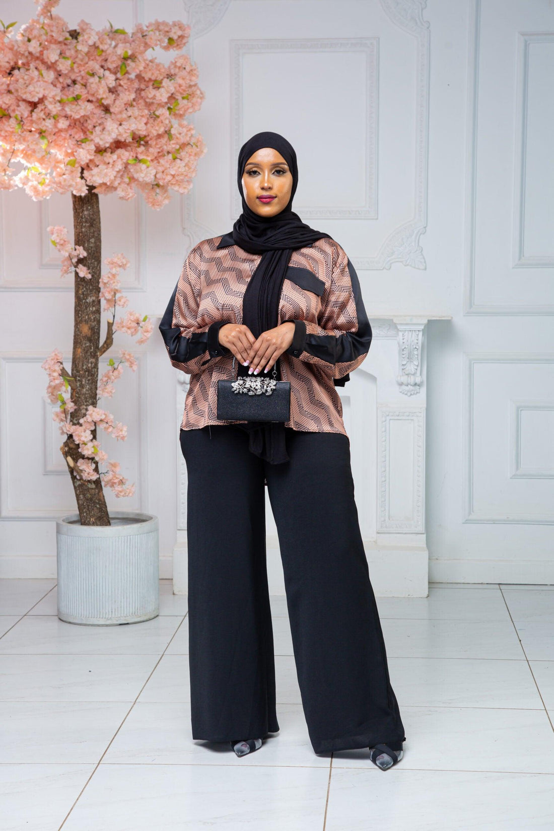 Brown Classy Silk Top