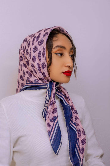 Pink Paisley Square Hijab - Nizar's Line