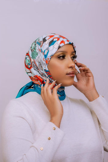 Poker Blue Square Scarf - Nizar's Line