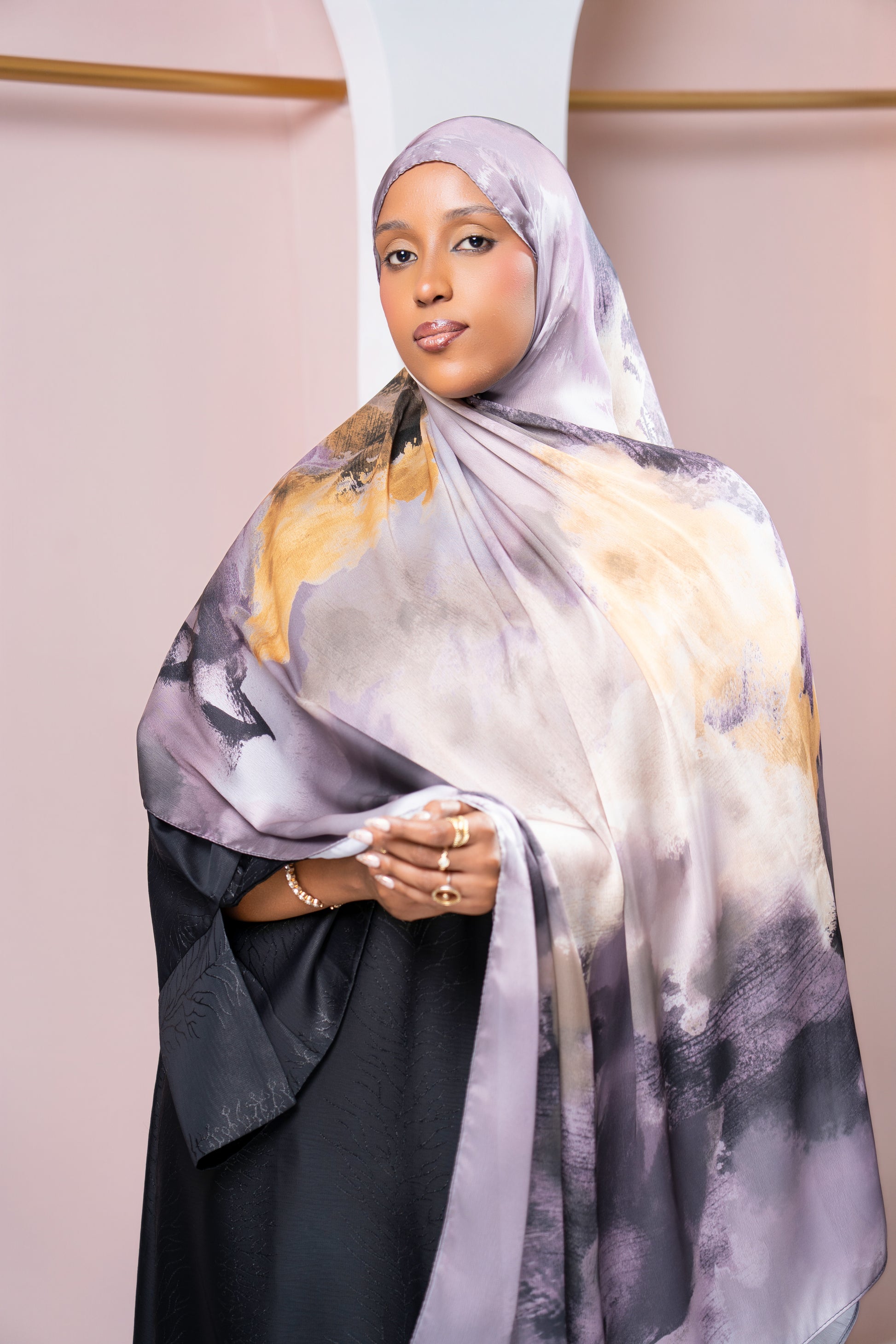 Heather Purple Silk Chiffon Scarf | Nizarline - Nizar's Line