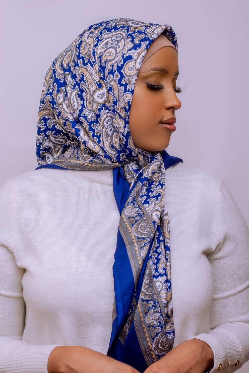 Blue Paisley Twill Scarf