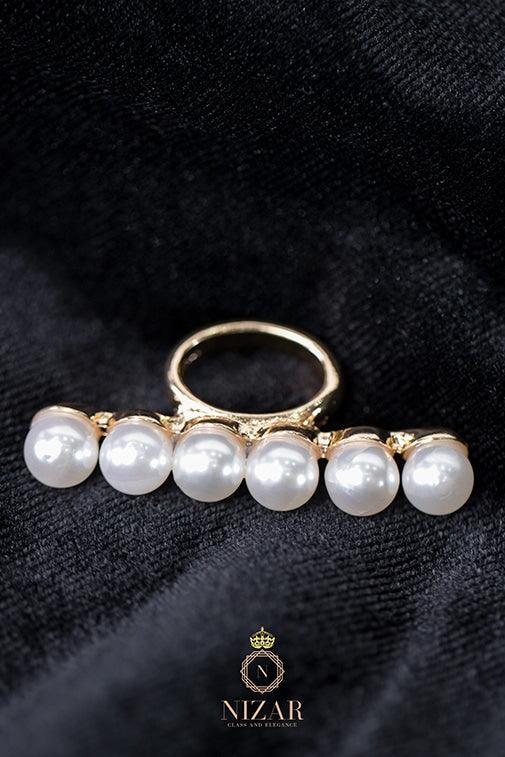 Circle Flat Brooch-Bar Pearl