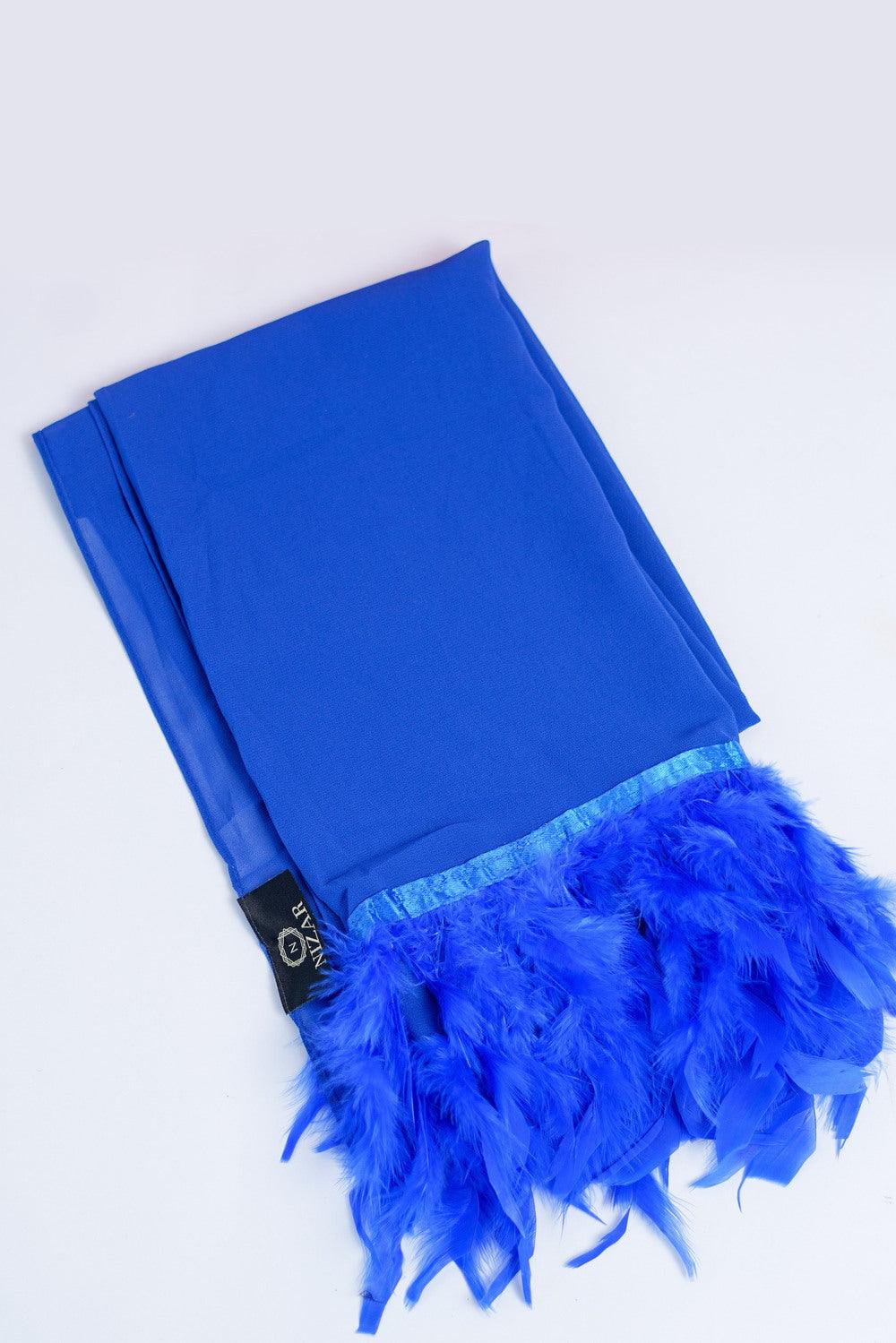 Blue Feather Chiffon Hijab