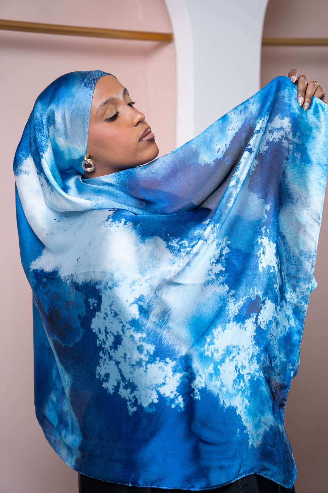 Ocean Blue Silk Chiffon Scarf | Nizarline - Nizar's Line
