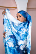 Ocean Blue Silk Chiffon Scarf | Nizarline - Nizar's Line