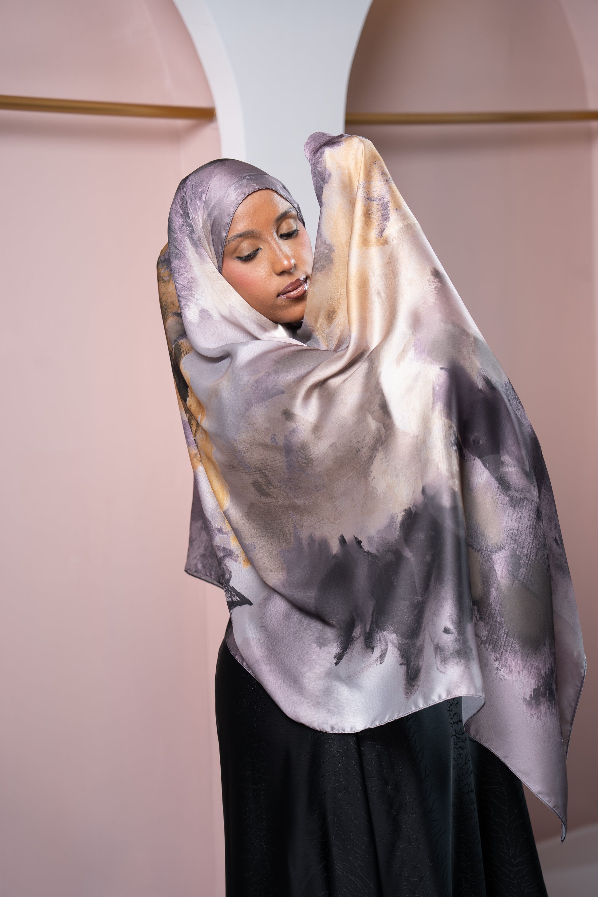 Heather Purple Silk Chiffon Scarf | Nizarline - Nizar's Line