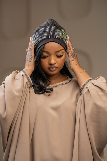 shimmer crown turban black