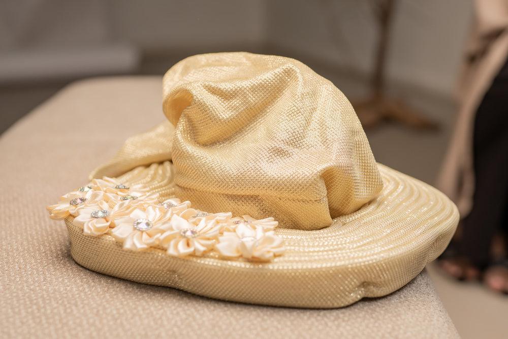 Floral rich wife turban -Beige