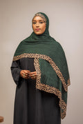 Leopard luxe scarf forest green
