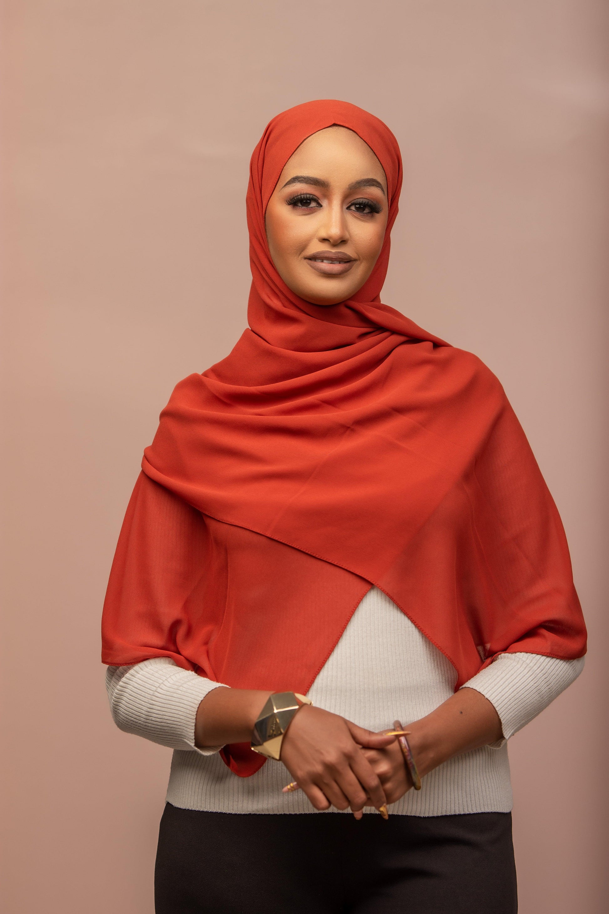 Plain chiffon hijab- rusty orange