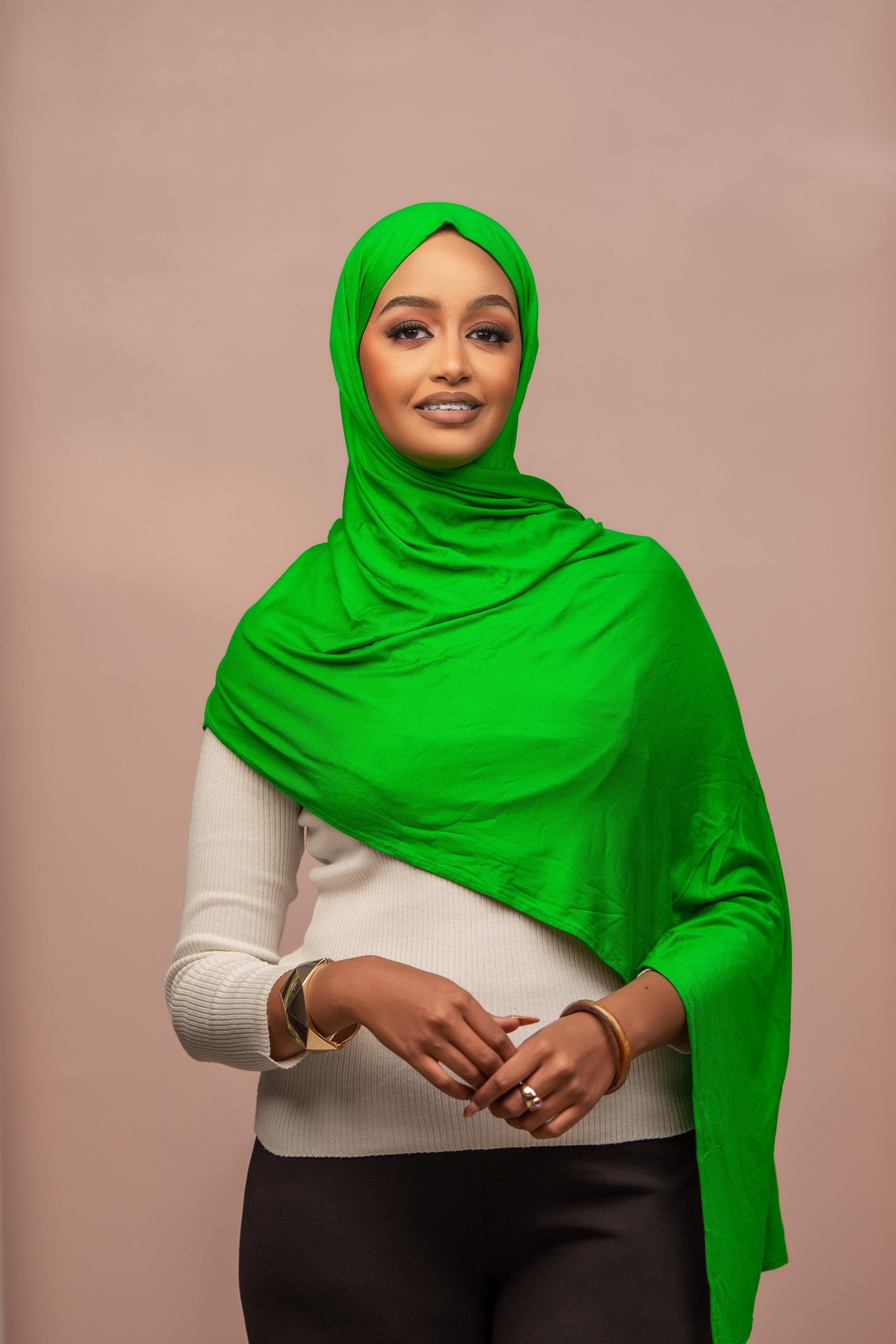 Plain jersey hijab- sheen green