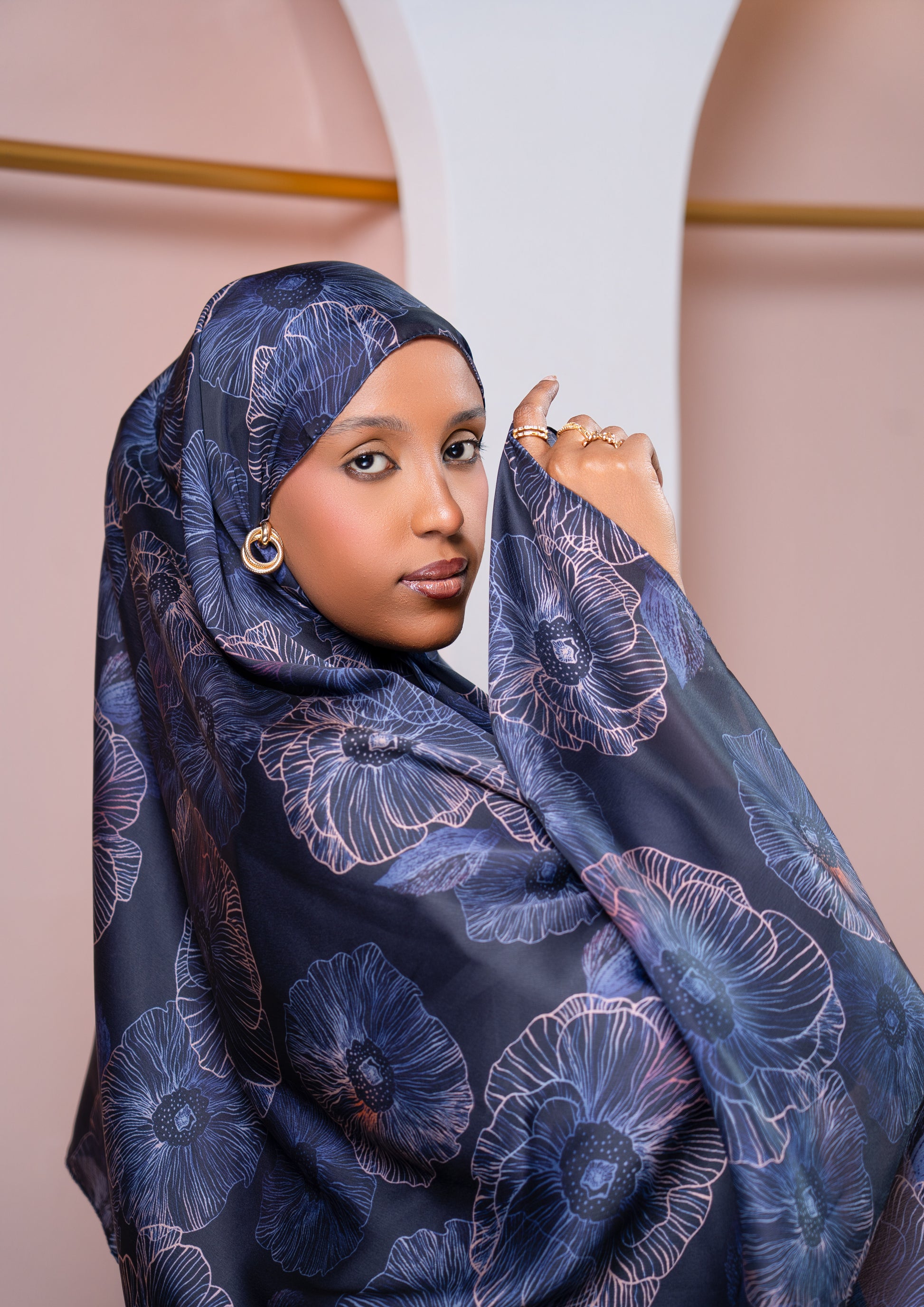 Midnight Blue Printed Hijab | Nizarline - Nizar's Line