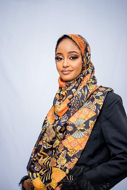 Butterfly Print Hijab-Black