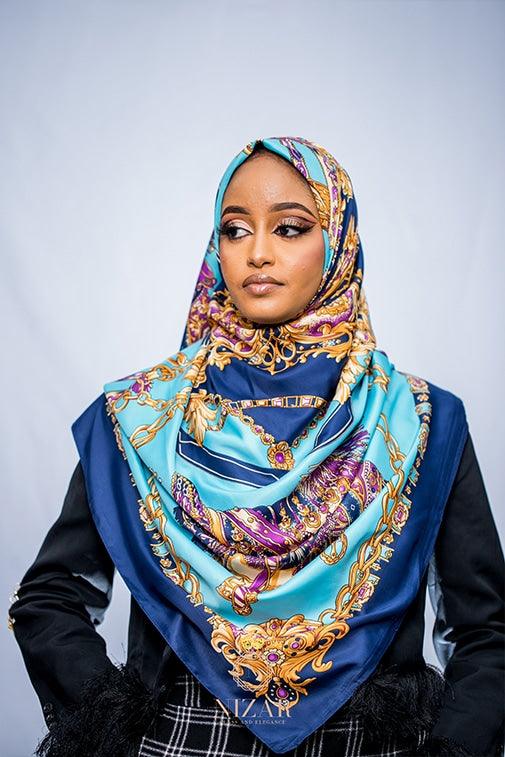 Butterfly Print Hijab- Blue