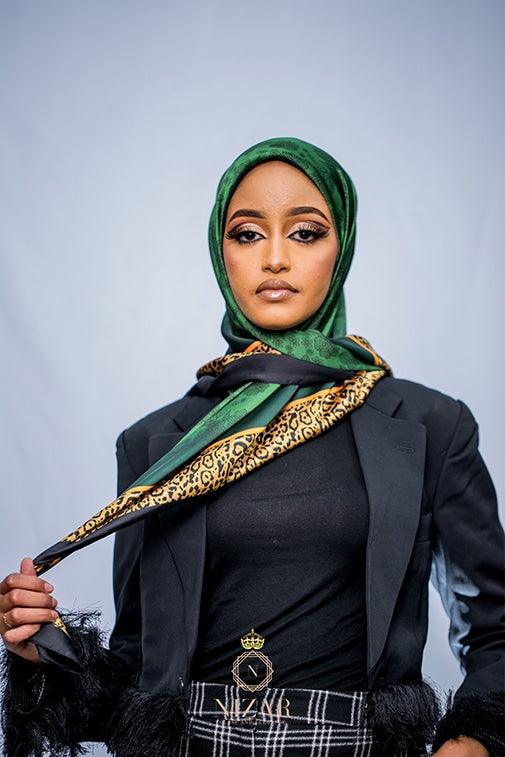 Flowered  Cheetah Print  Square Hijab