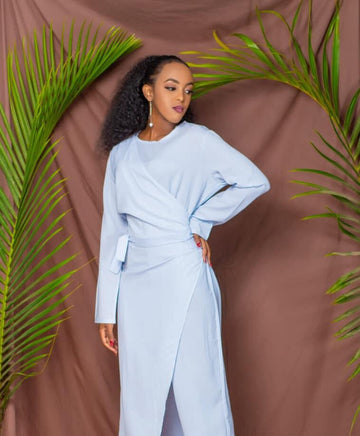 Modest Wrap-On Jumpsuit - Blue - Nizar's Line