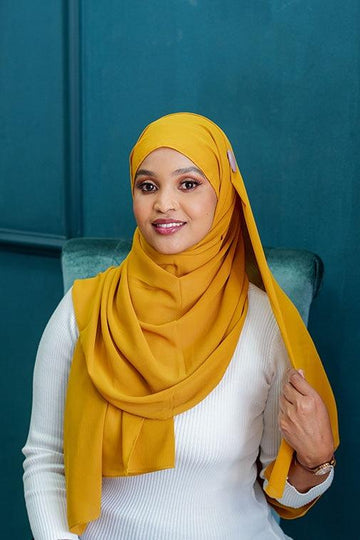 Fine Crepe Chiffon Mustard Hijab - Nizar's Line