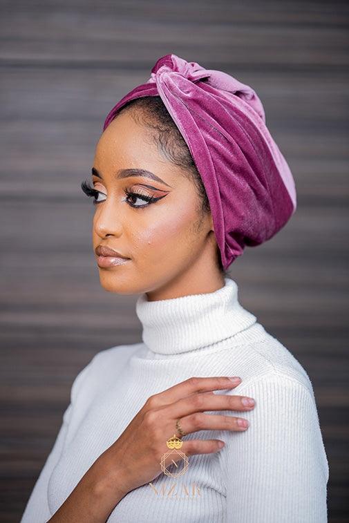 Velvet Turban Without Bow-Grape